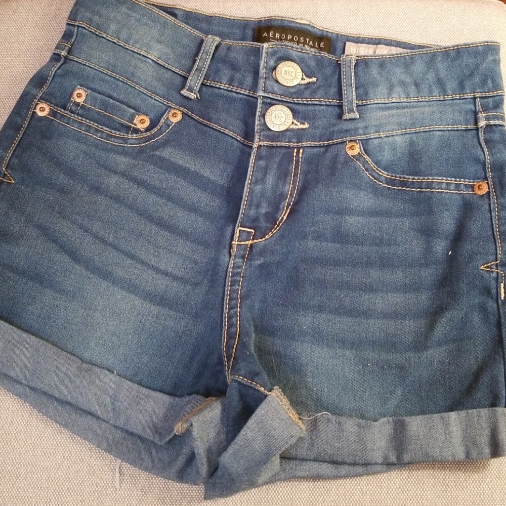 Aeropostale High Waisted Shorty Denim Shorts